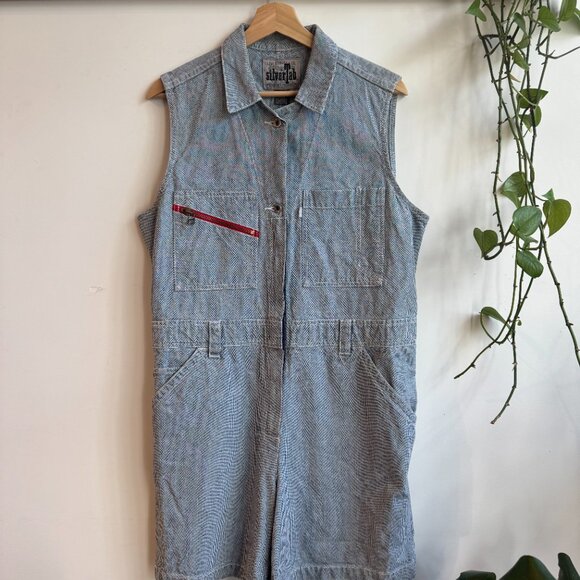 y2k Levis Silver Tab Overall Shorts Size L - Picture 1 of 5